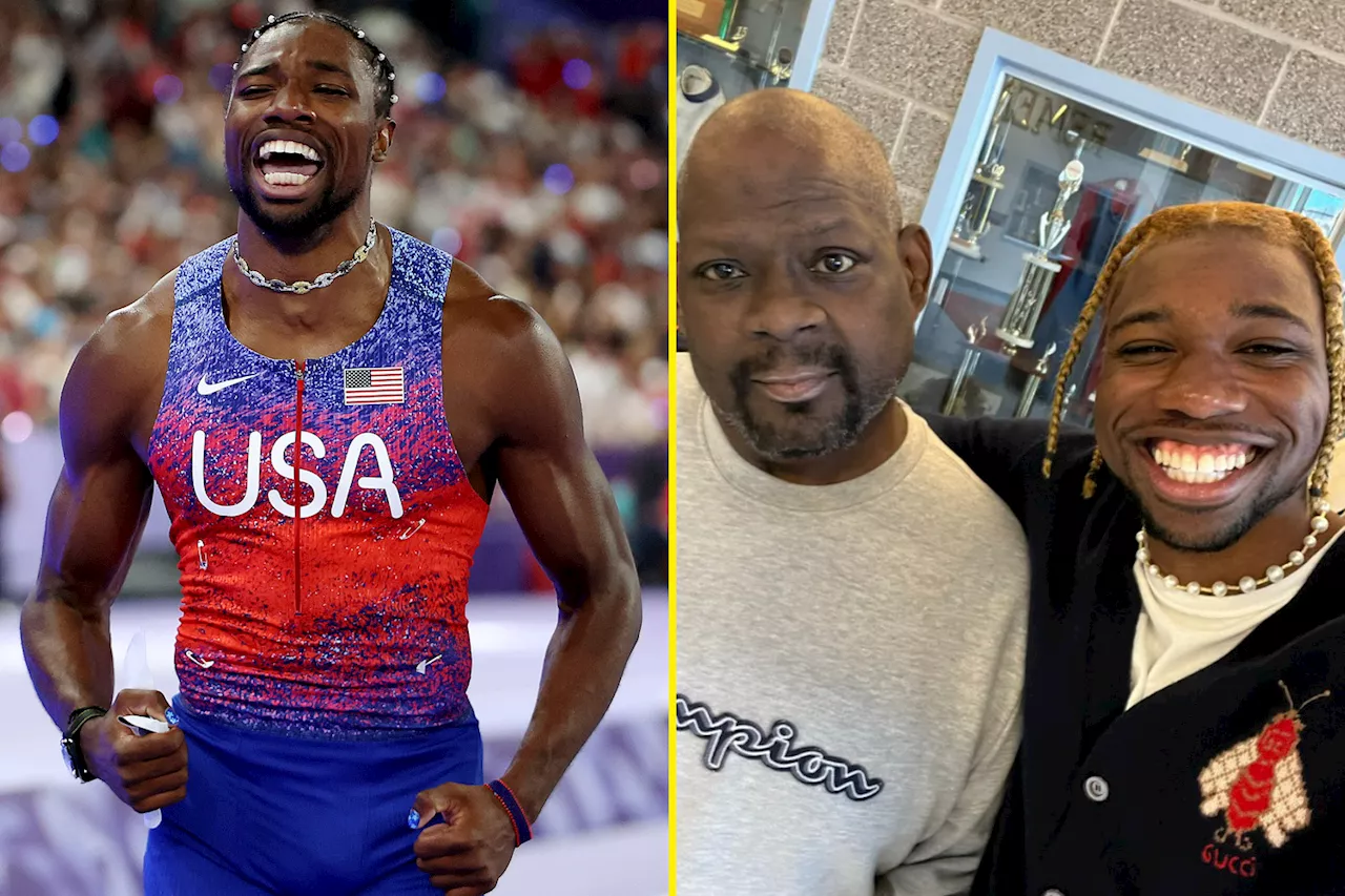 Noah Lyles fights back tears as he dedicates Olympic 100m gold medal to late high school coach...