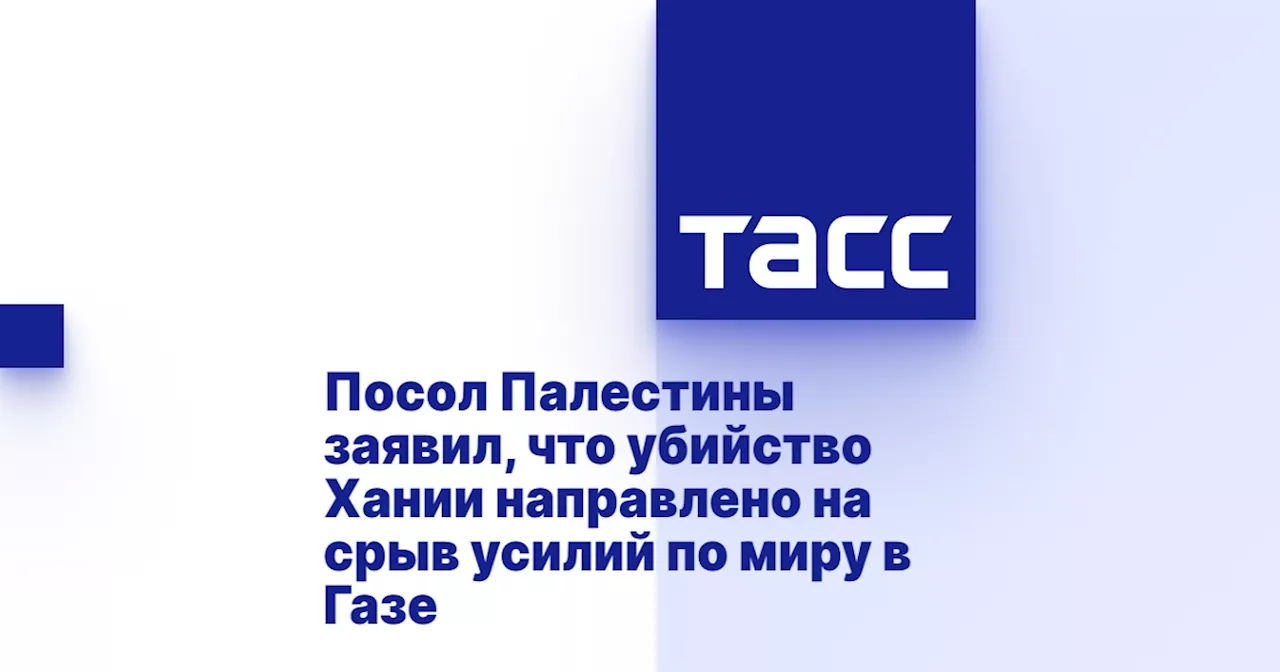 Посол Палестины заявил, что убийство Хании направлено на срыв усилий по миру в Газе