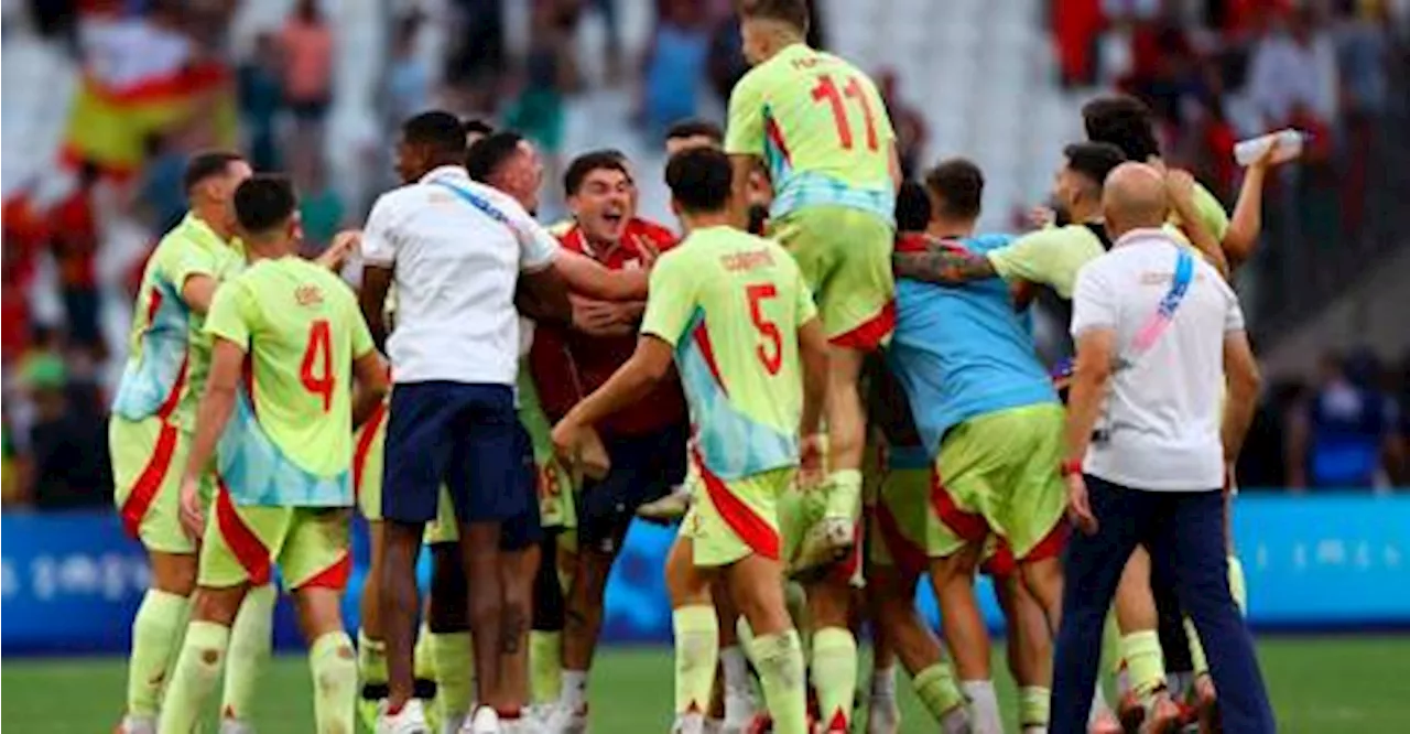 Olympics-Soccer-Spain reach second straight Olympic final with 2-1 win over Morocco