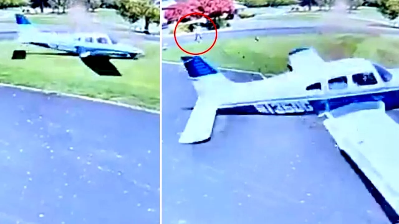 Aereo si schianta sul campo da golf, giocatore evitato per pochi metri: il video