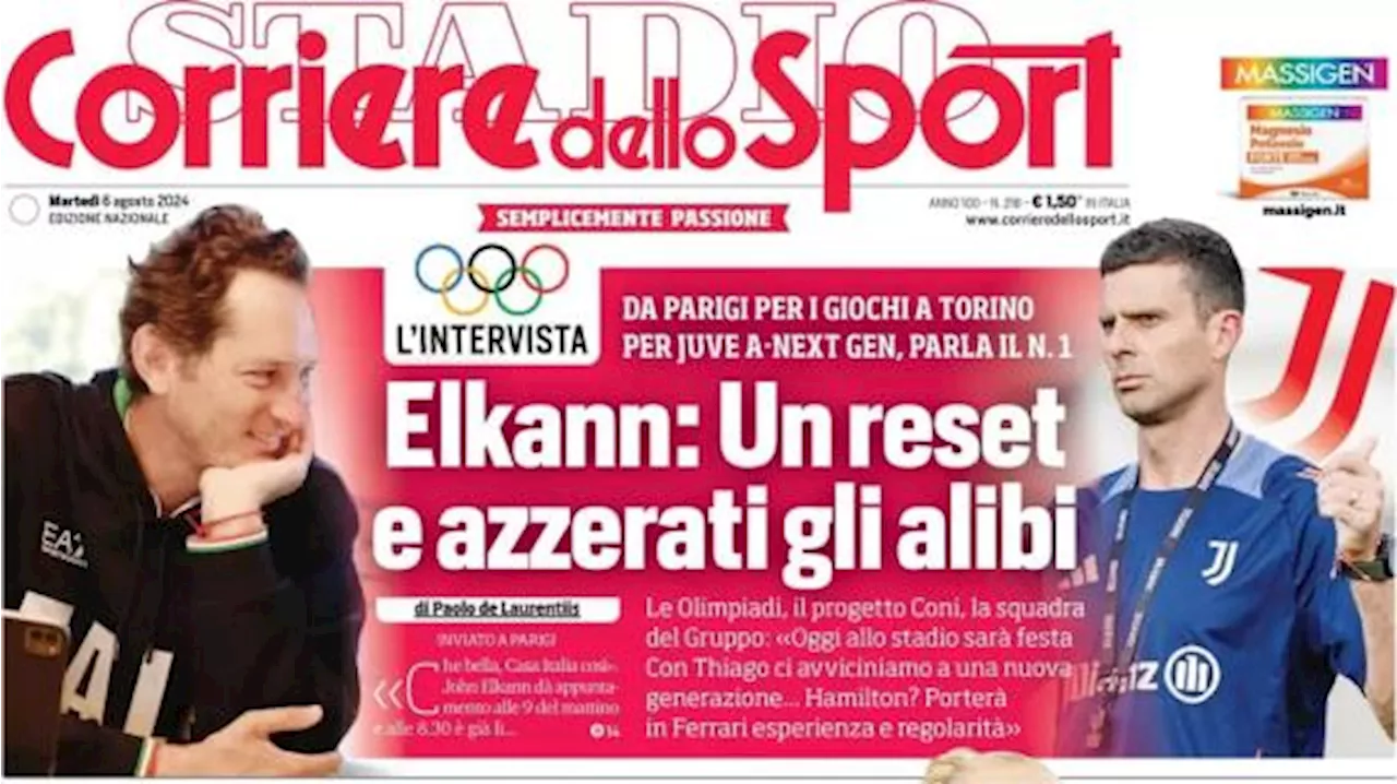 Intervista a Elkann nella prima pagina del Corsport: 'Juve, un reset e azzerati gli alibi'