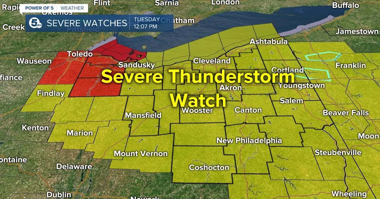 Severe Thunderstorm Warnings issued for parts of Northeast Ohio; Tornado Watch issued for western counties