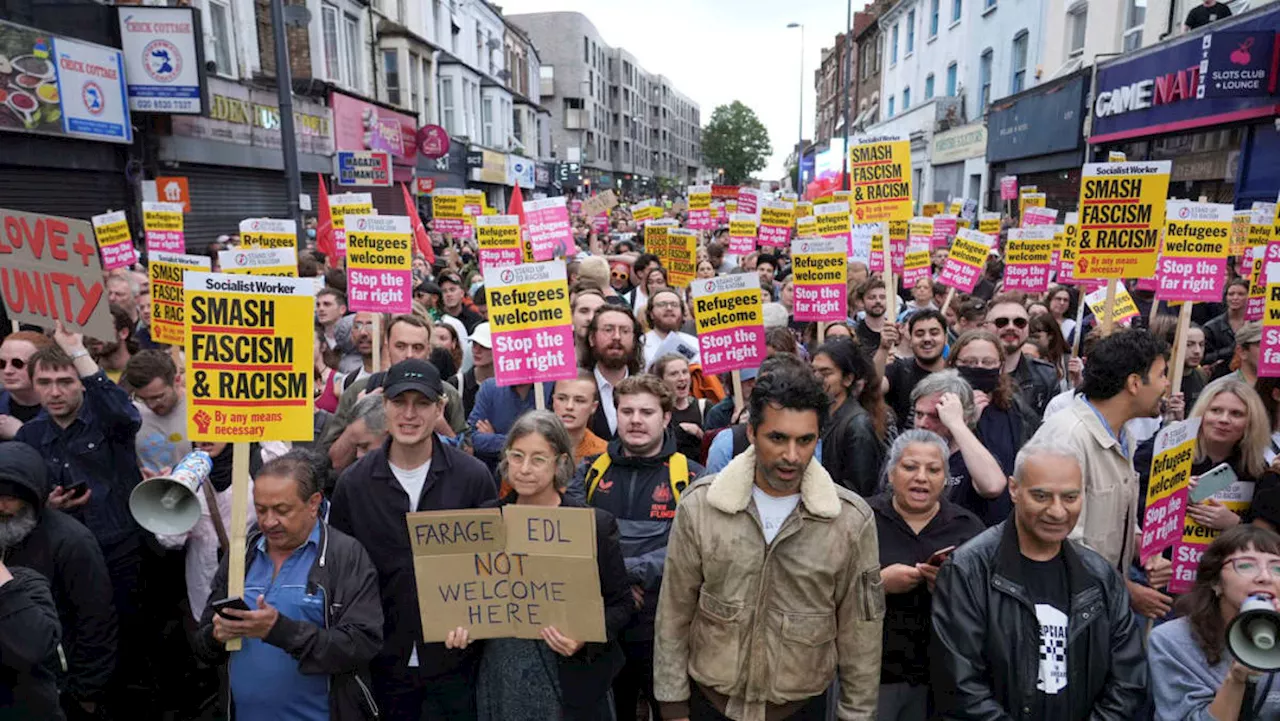 Anti-racism protesters out in force as UK police gird for far-right unrest