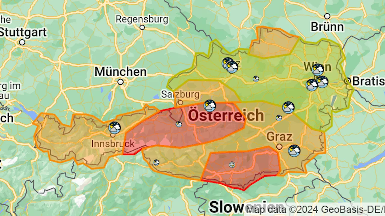 Wetterprognose für Österreich - 'Kräftige Gewitter' – Hagel und Starkregen im Anmarsch