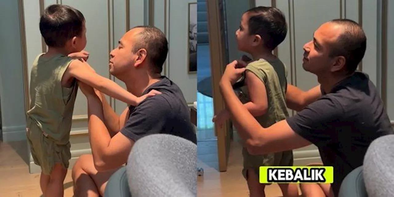 Momen Kocak Raffi Ahmad Pakai Baju Rayyanza Terbalik, Netizen Salfok Kebotakan, Sarankan Tanam Rambut