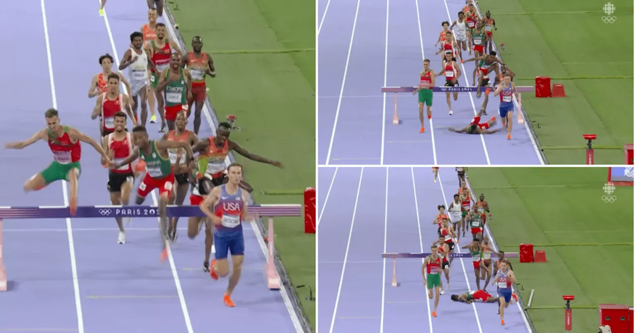 Olympic athlete stretchered off after horrifying fall in steeplechase final