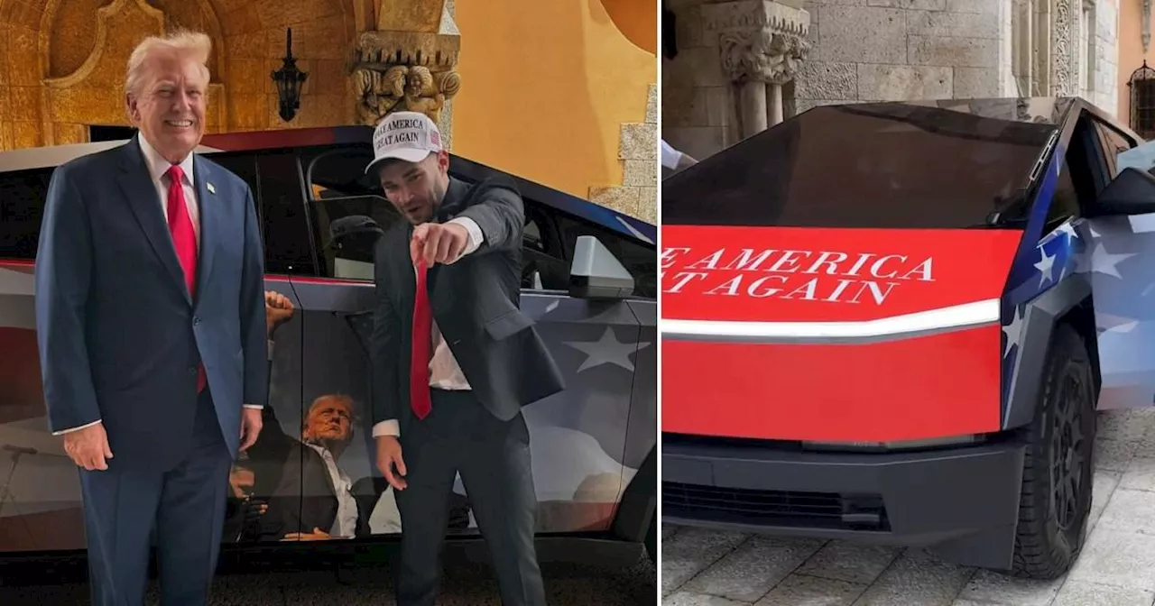 Trump is gifted a Tesla Cybertruck by his son Barron's streamer friend