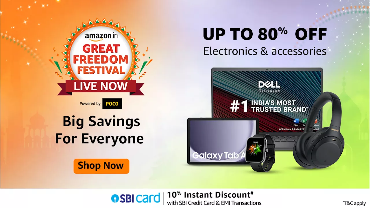 Amazon Great Freedom Festival Sale: टीवी, लैपटॉप, AC और स्मार्टवॉच जैसे इन 10 Electronics पर पाएं 80% तक छूट