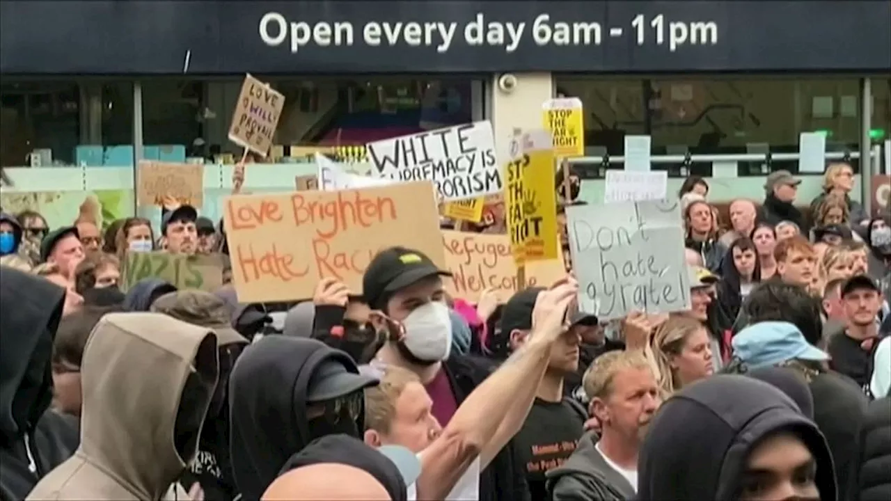 Tegendemonstraties in Britse steden na dagen van extreemrechtse rellen