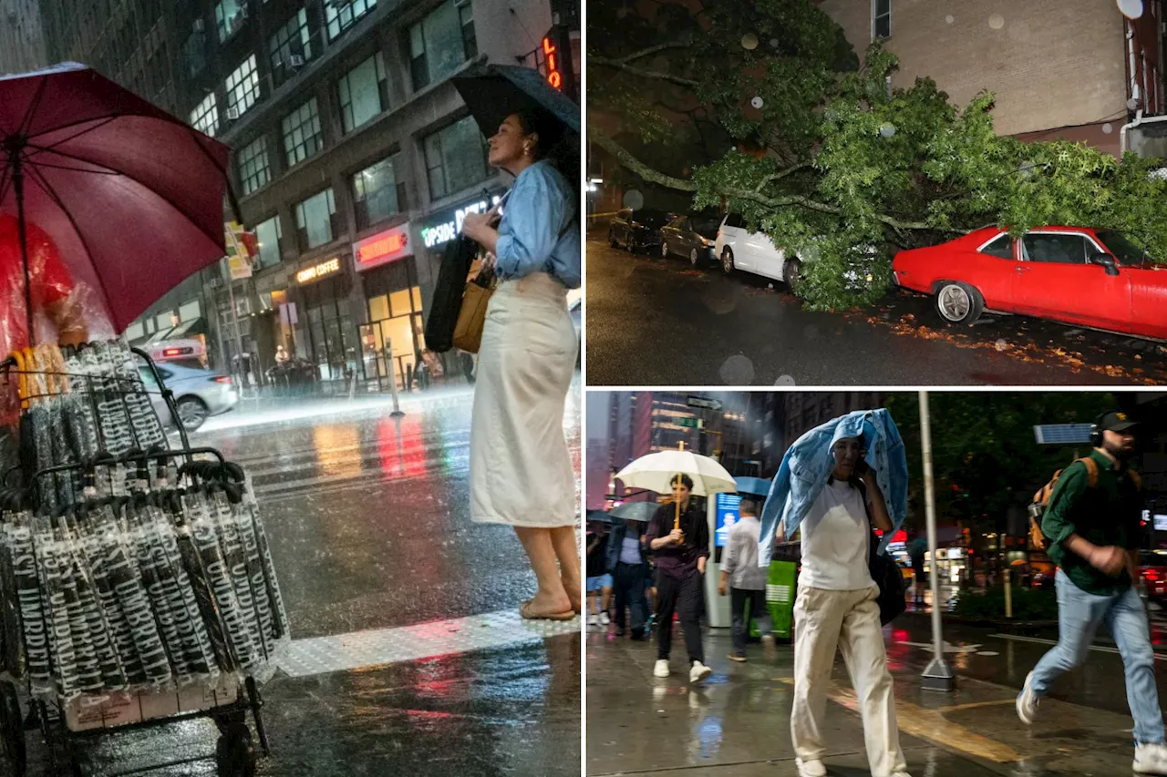 Flash flooding traps drivers on NYC roads after storms dump 4 inches of rain on Big Apple