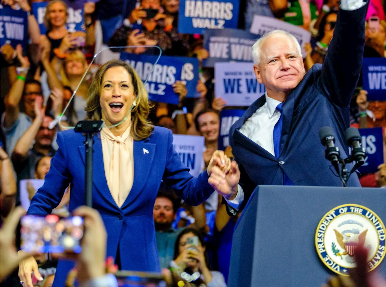 Harris and Walz host first Midwest rally on first full day as Dem ticket