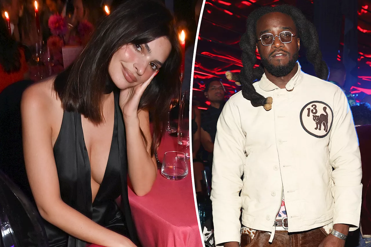  Emily Ratajkowski seen holding hands with country star Shaboozey at NYC nightclub