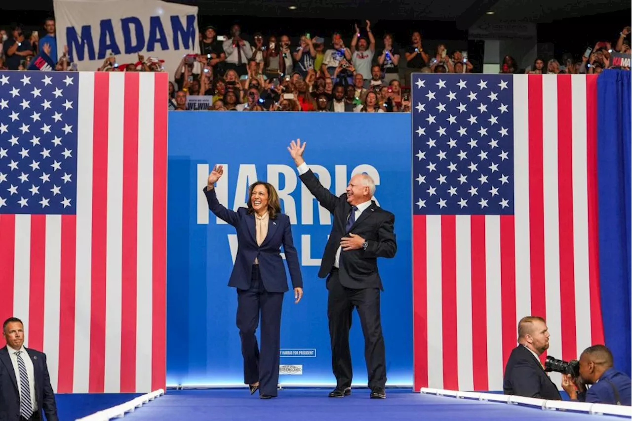 Harris and Walz make their national entrance before upbeat Democrats