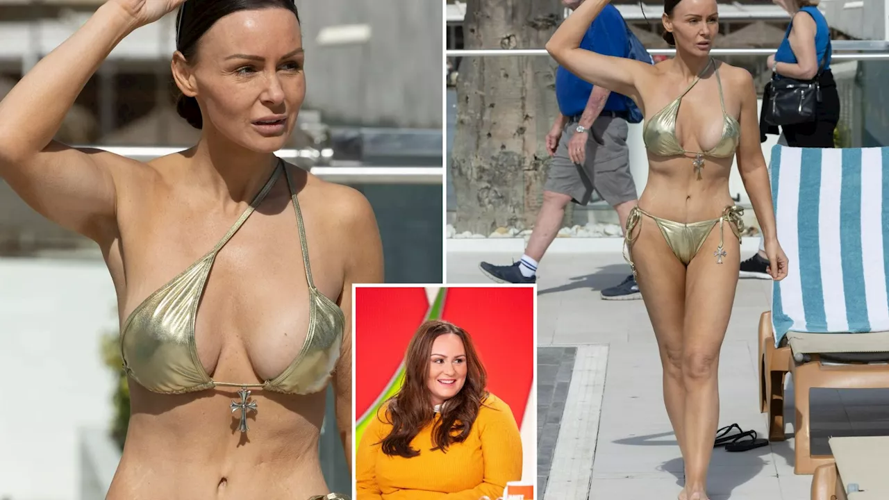 Celebrity Big Brother’s Chanelle Hayes looks incredible as she shows off her figure in a gold bikini on h...