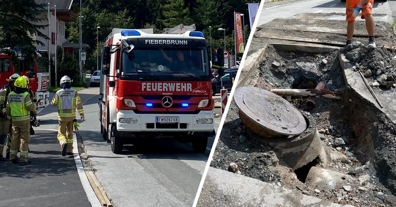 Gasleck vor Hotel in Fieberbrunn: Feuerwehr musste Straße sperren