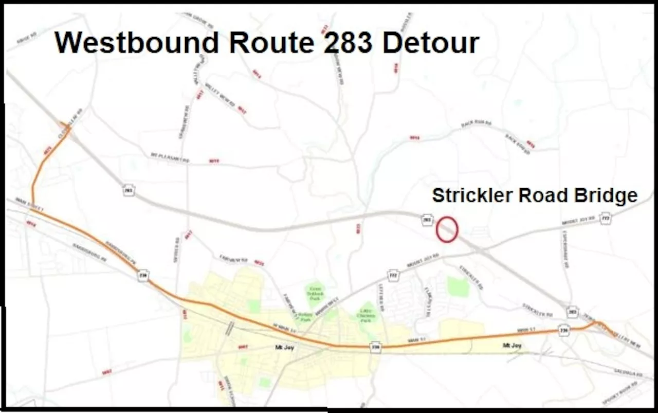 Closure on westbound Route 283 in Lancaster County pushed back a week: PennDOT