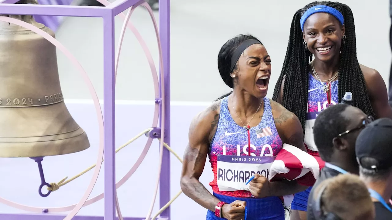 Sha'Carri Richardson chases down 2 competitors in rain to end her first Olympics with a relay gold