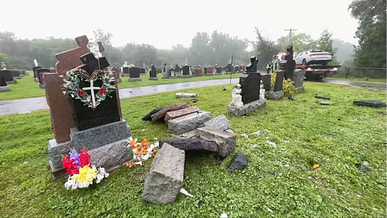 Several headstones knocked over when driver crashes into Gatineau, Que. cemetery