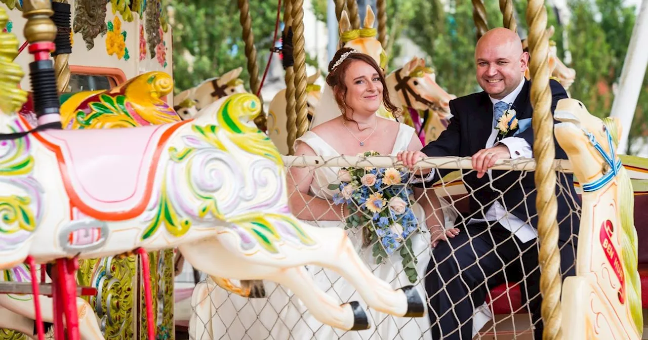 Couple who met on blind date at amusement arcade return for wedding day