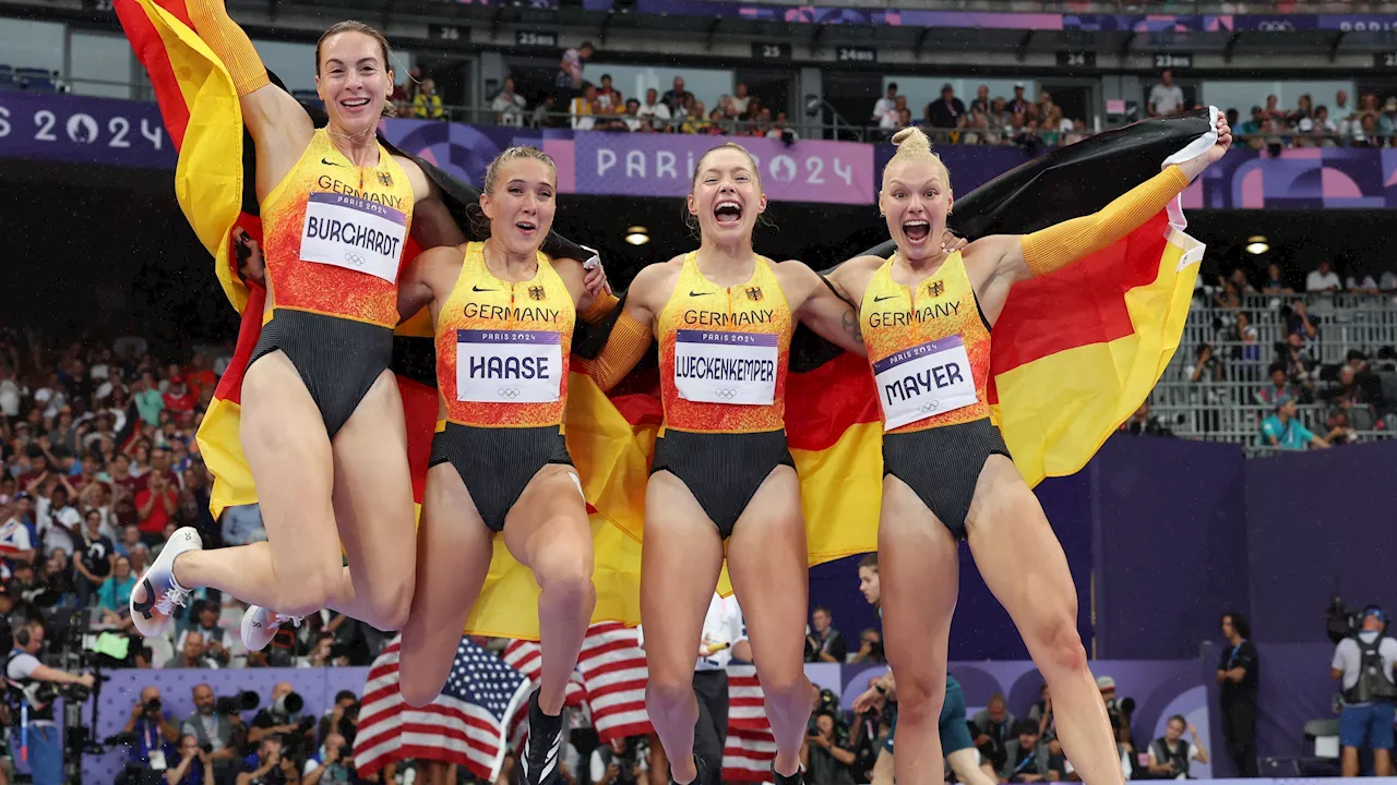 Olympia 2024: Deutsche 4x100-Meter-Staffel holt Bronzemedaille - USA gewinnt Gold, Großbritannien holt Silber