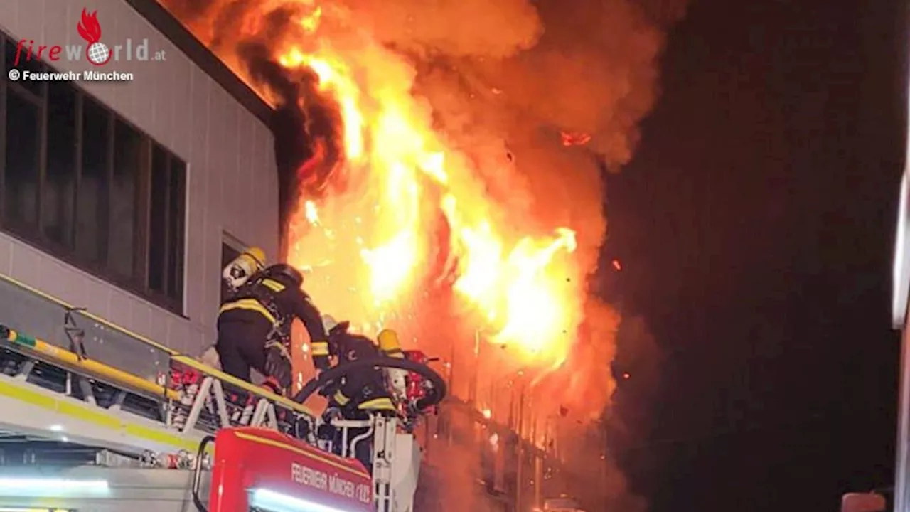 Bayern: Großfeuer in Stahl- und Galvanikbetrieb in München → 200 Kräfte-Einsatz