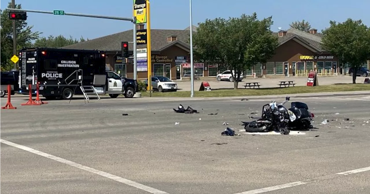 Serious crash involving motorcycle shuts down Winterburn Road in west Edmonton