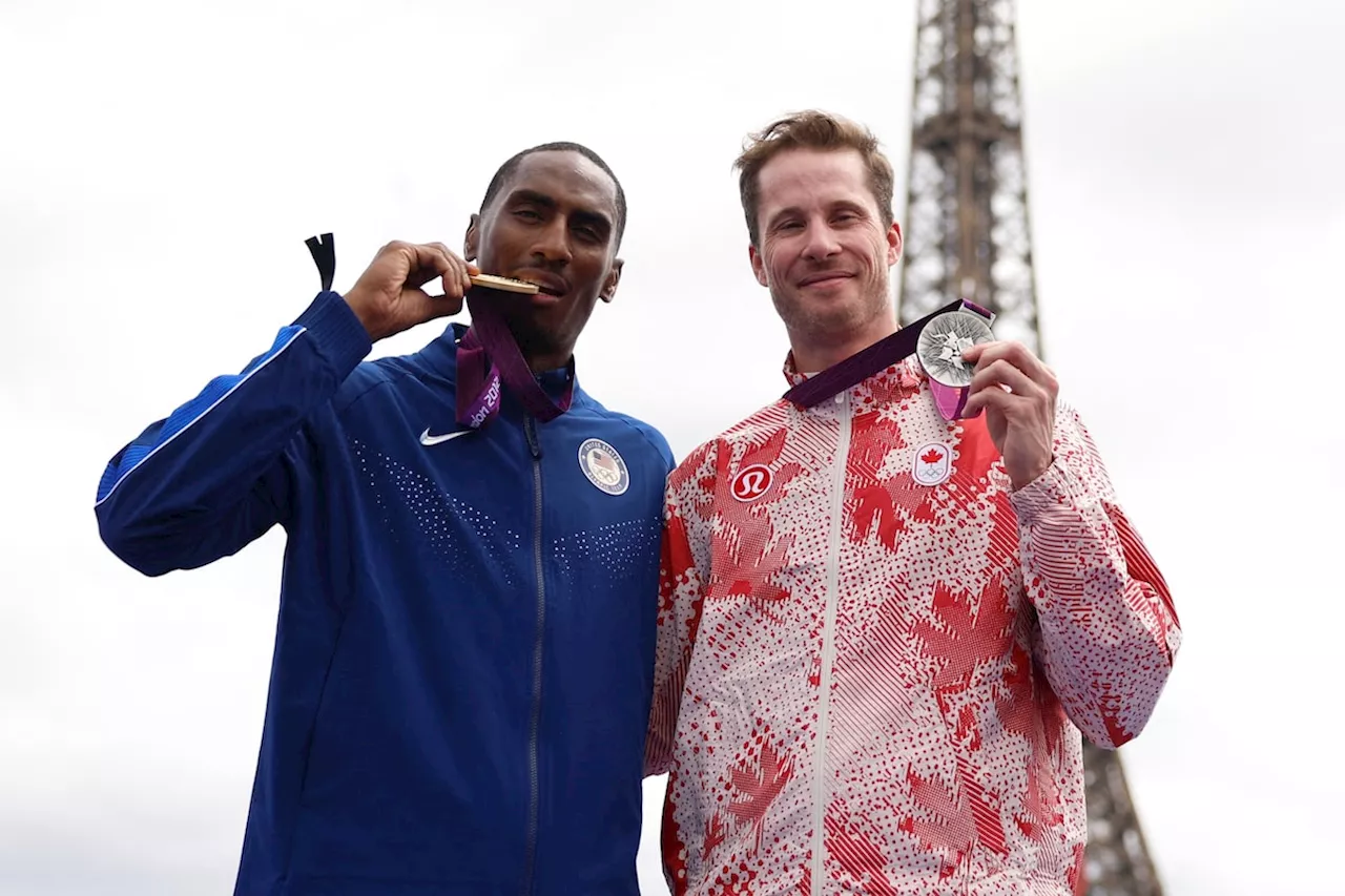 Canadian high jumper Derek Drouin presented belated 2012 Olympic silver medal in Paris