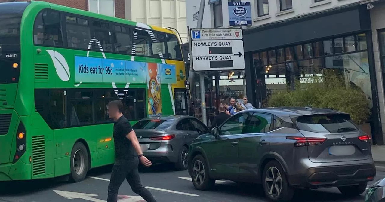 Major delays in Limerick after city centre smash involving bus and car