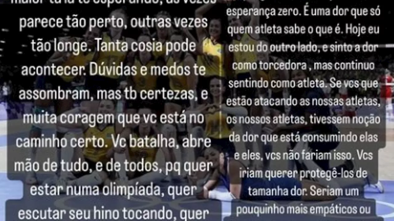 Sheilla critica falta de apoio à Seleção de vôlei após eliminação nas Olimpíadas: ‘Ódio sem explicação’