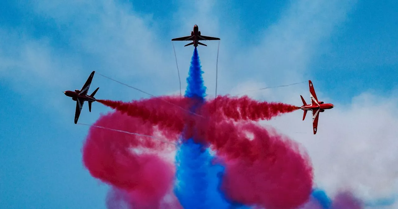 Red Arrows flight route map over Greater Manchester on Saturday