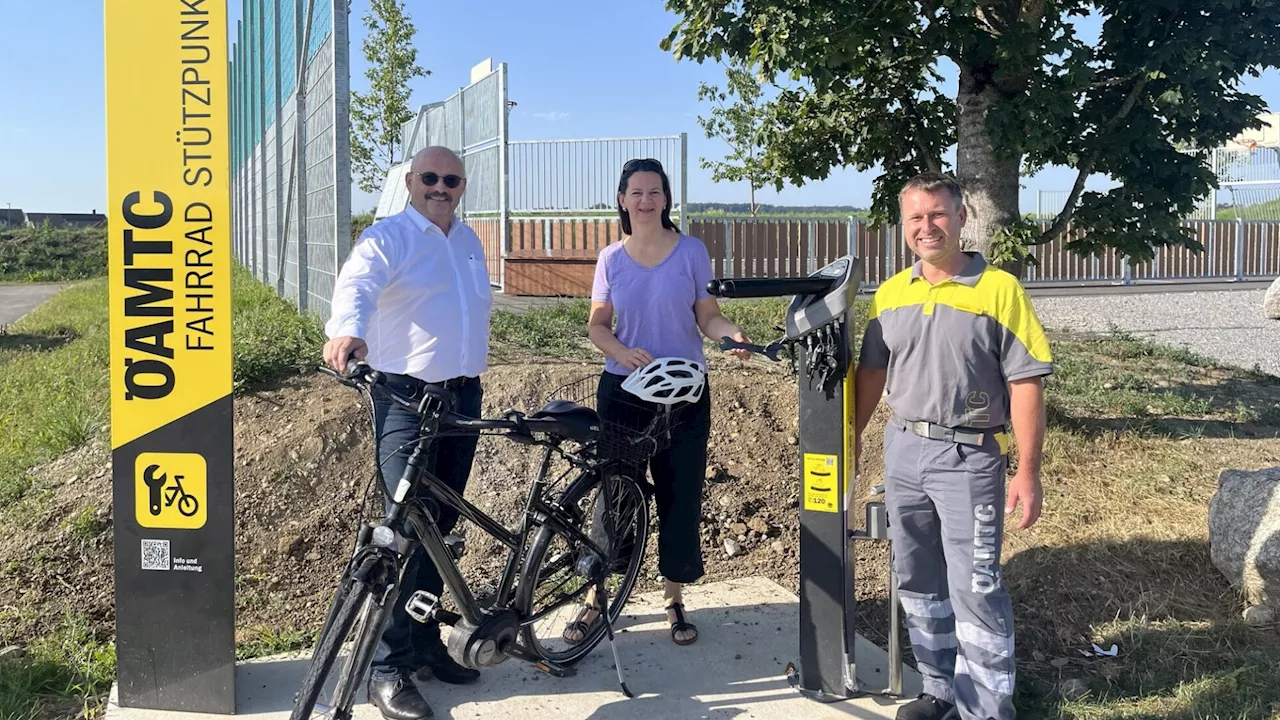 Neuer Fahrrad-Stützpunkt beim Freizeitpark in St. Valentin in Betrieb