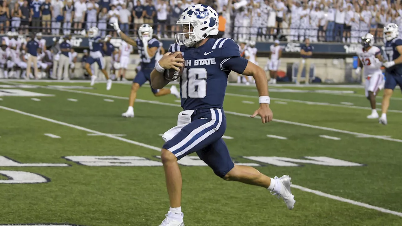 Bryson Barnes throws for 2 TDs, runs for another; Utah State beats Robert Morris 36-10