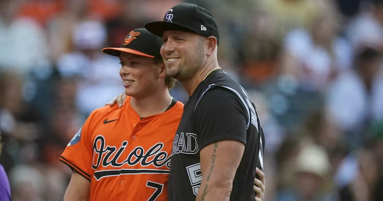 Rockies great Matt Holliday throws out first pitch to Oriole son Jackson