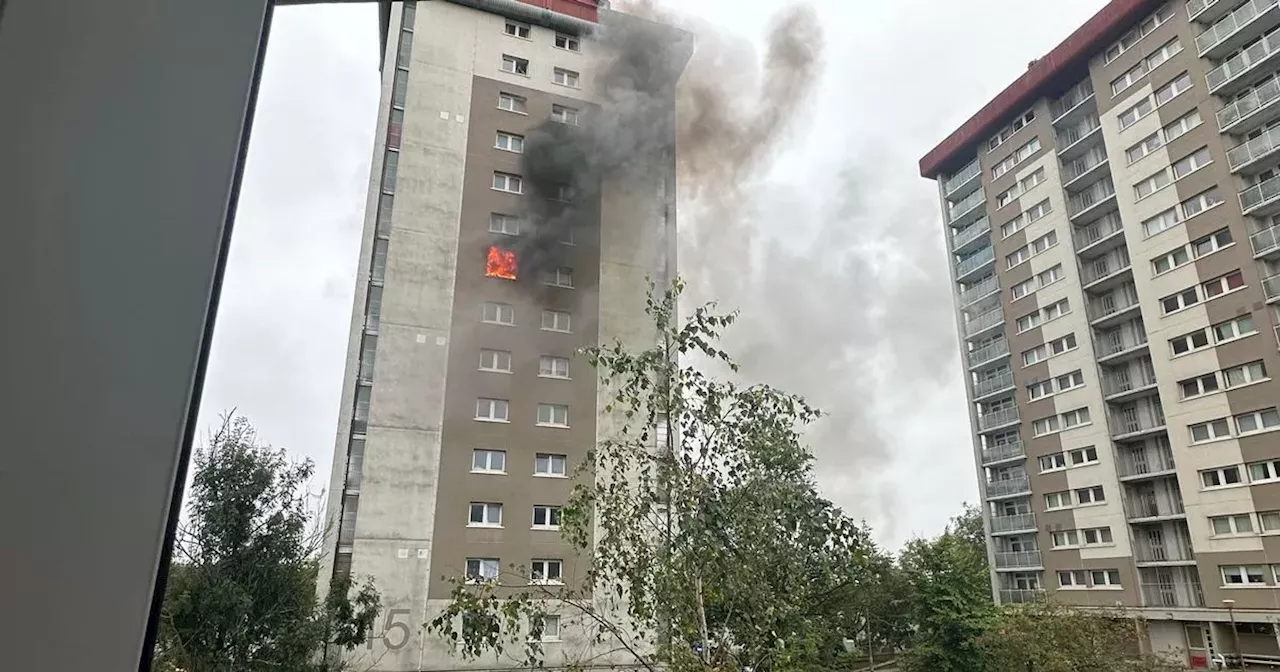 Fire crews race to Springburn high-rise as smoke seen billowing from flat