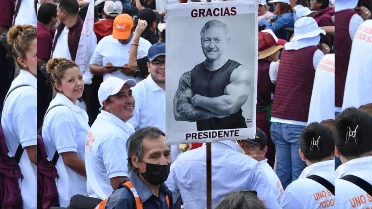 Con pejeluches y pancartas, miles de simpatizantes arriban al Sexto Informe de Gobierno de AMLO