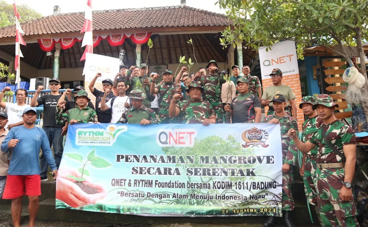 Kodim 1611/Badung Bali & QNET Terus Tingkatkan Jumlah Bakau Produktif di Ngurah Rai