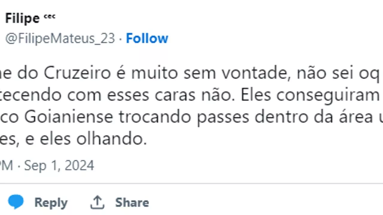 Torcedores do Cruzeiro detonam atuação da equipe: ‘Sem vontade’