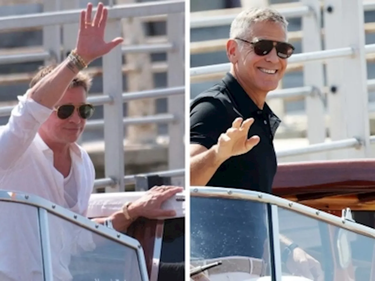 Hollywood leading men George Clooney, Brad Pitt are lone ‘Wolfs’ at Venice (VIDEO)