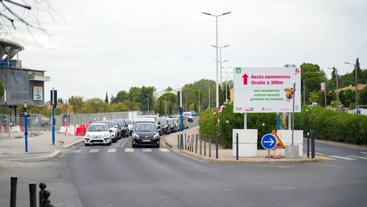 L'avenue de Vanières, devant le stade rugby de Montpellier repasse à deux fois deux voies