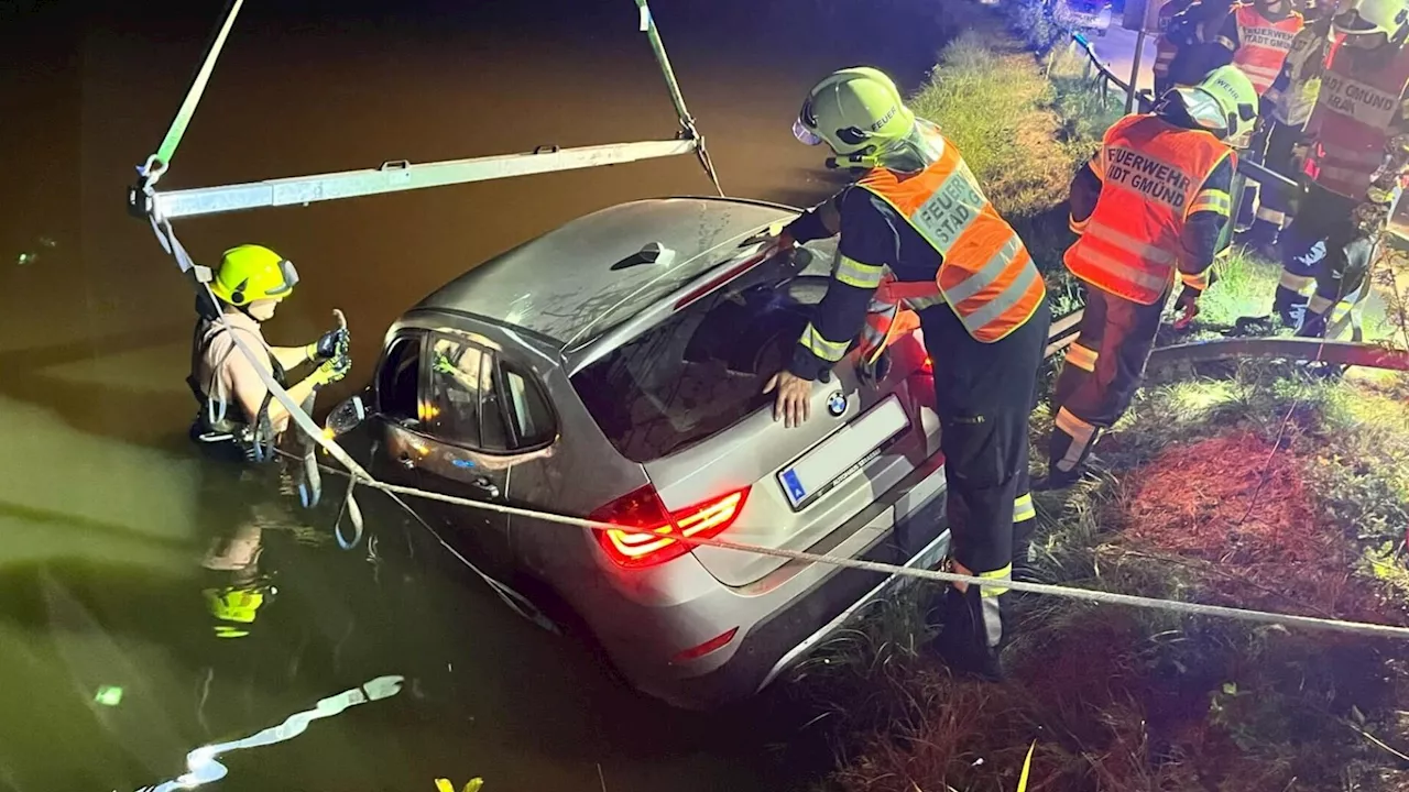 Enge Kurve: Pkw landete in Waldviertler Teich