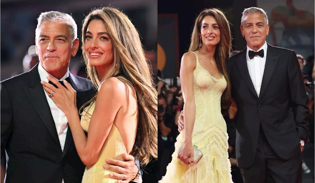 Amal Clooney Brings Butter Yellow to the Venice Film Festival 2024 Red Carpet with George Clooney at ‘Wolfs’ Premiere