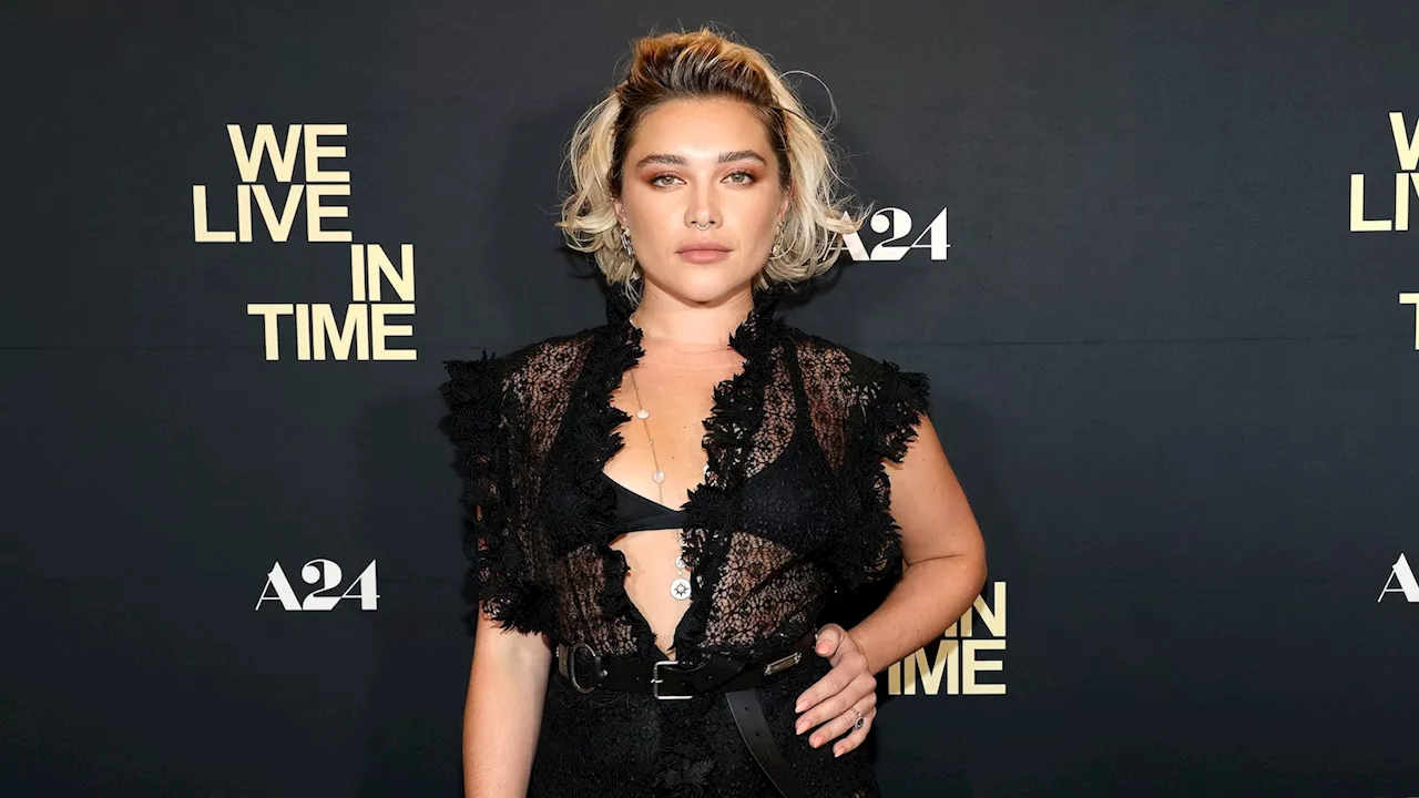 Florence Pugh sizzles in see-through lace look for 'We Live in Time' premiere