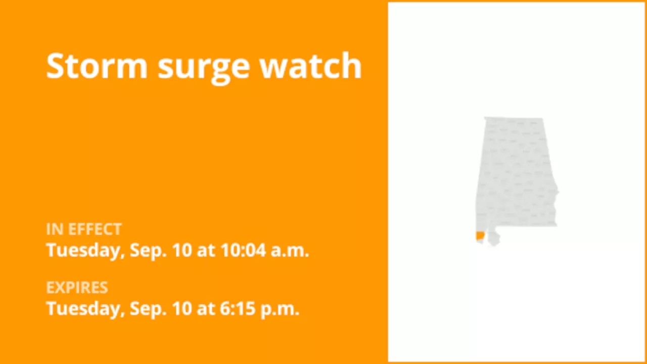 Storm surge watch for Mobile County until Tuesday evening