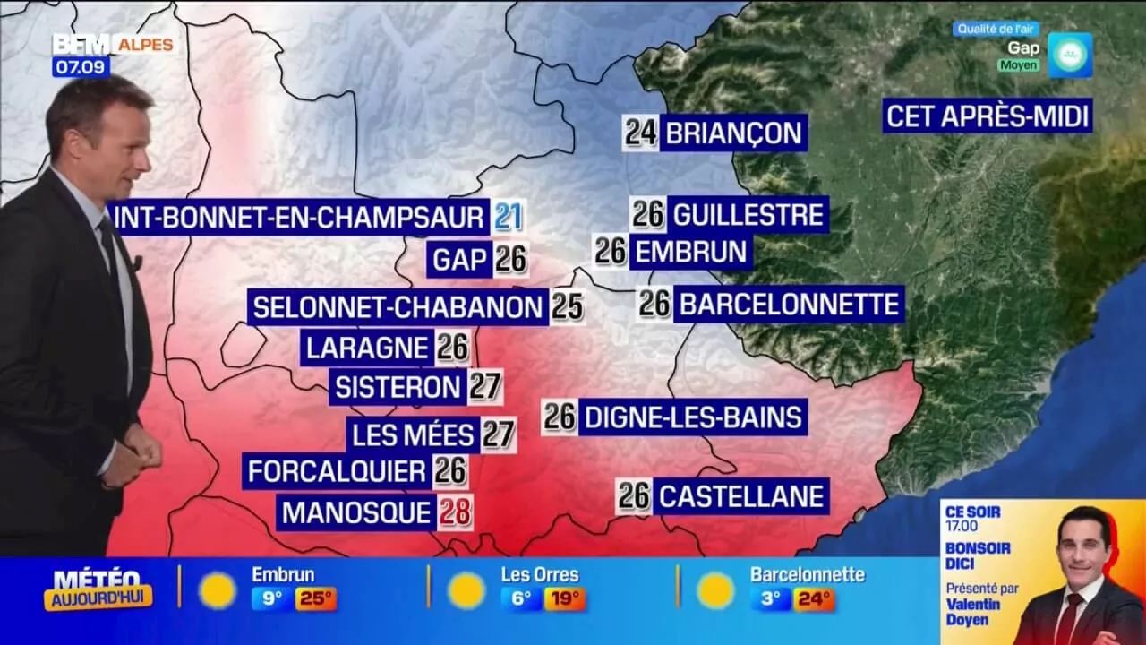 Météo Alpes du Sud: un mardi ensoleillé, jusqu'à 28°C à Manosque