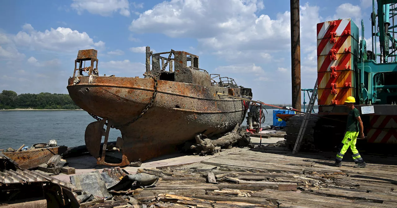 Wrecks of Nazi ships sunk during World War II emerge in River Danube following summer drought