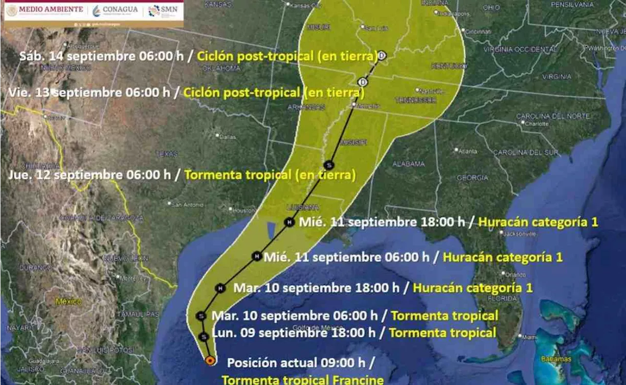 Tormenta Tropical Francine: ¿Cuál es su trayectoria y qué estados afectará?