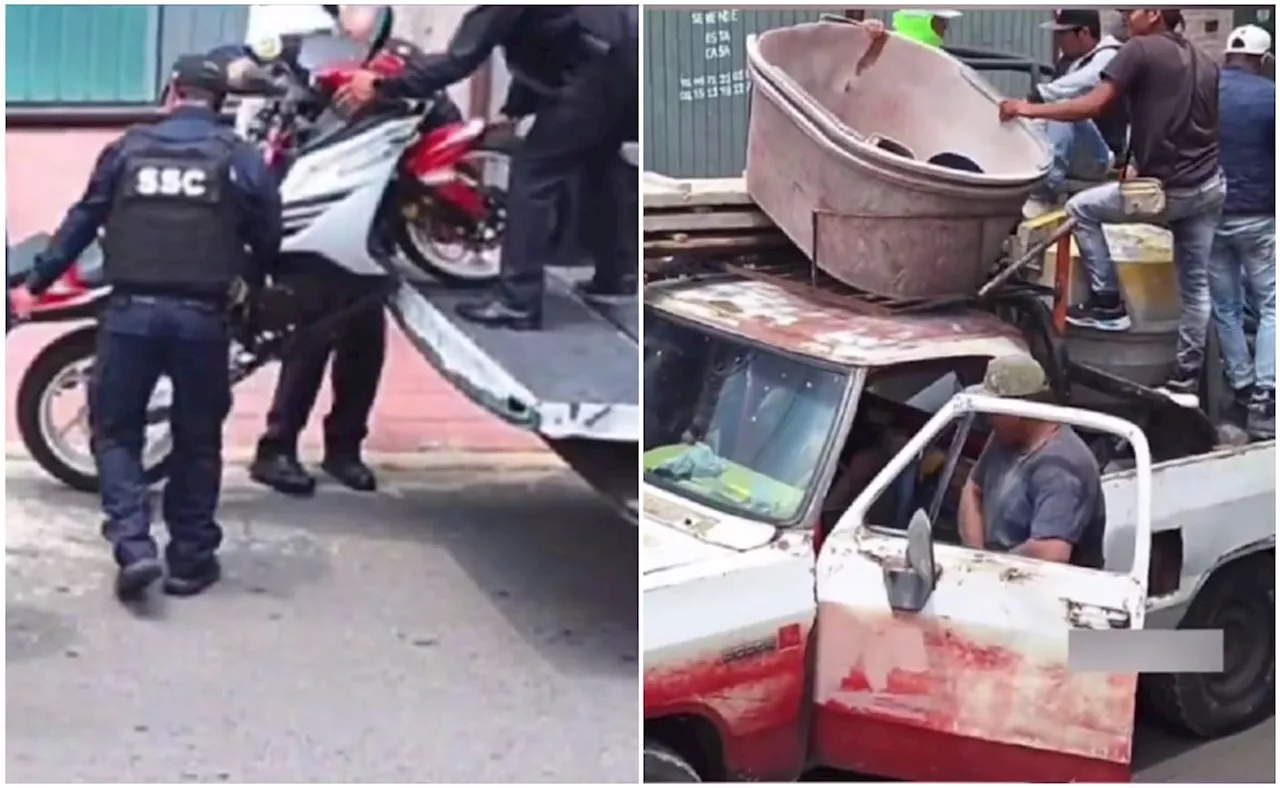 VIDEO: Albañiles 'rescatan' a motociclista de un grupo de policías de CDMX y se viraliza