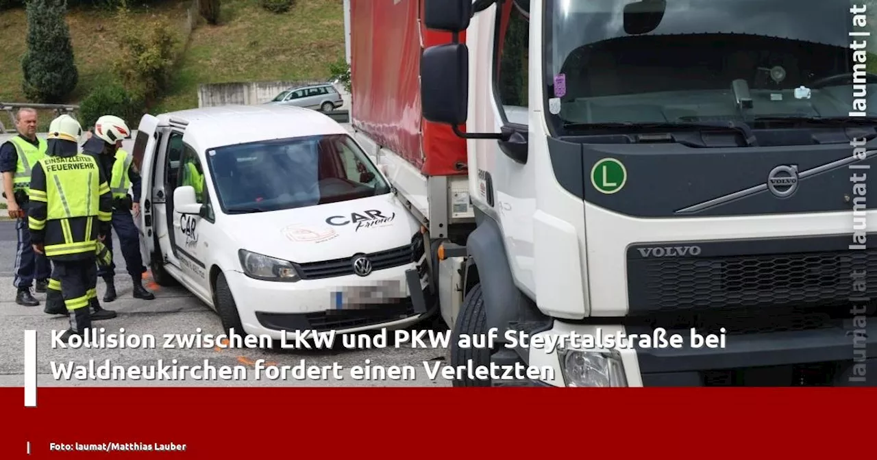 Kollision zwischen LKW und PKW auf Steyrtalstraße bei Waldneukirchen fordert einen Verletzten