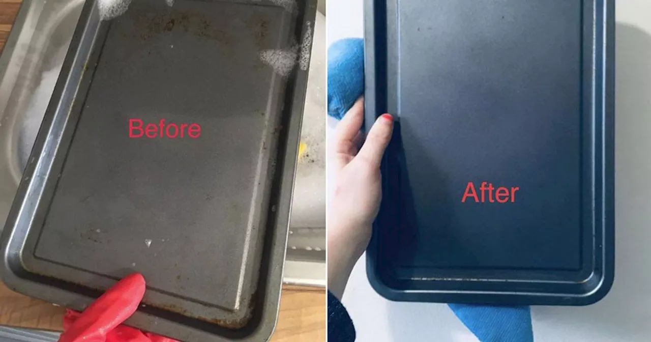 Woman's 2p cleaning hack makes stained baking trays look 'good as new'