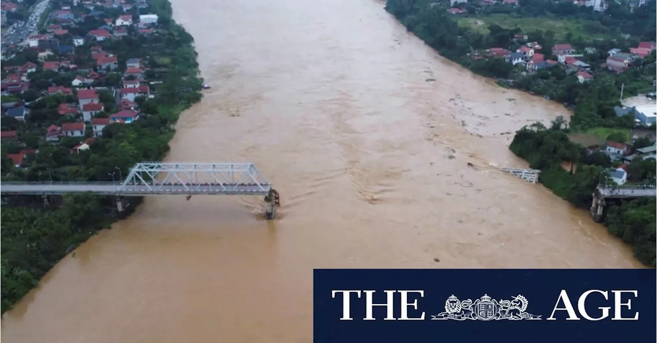 Footage shows truck plunging into water during bridge collapse after deadly Vietnam typhoon